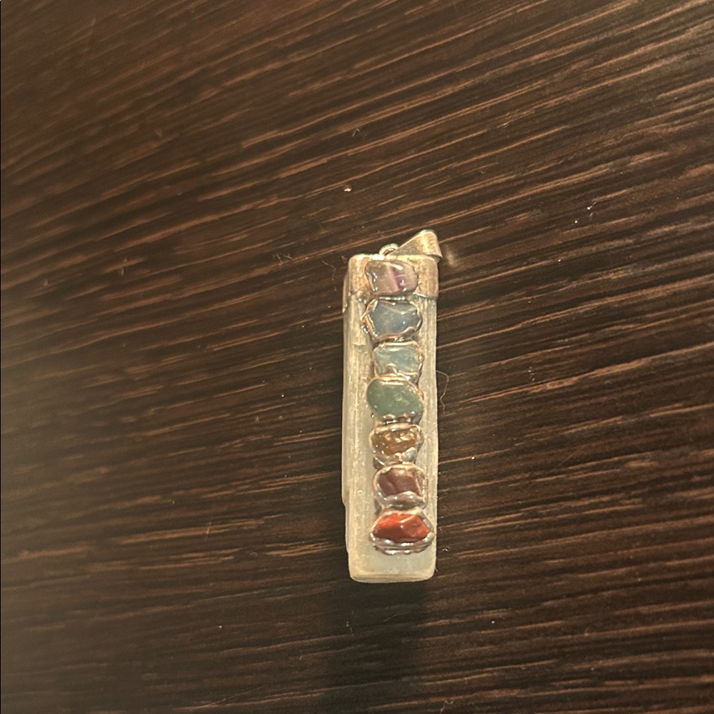Silver Multicolor Stone Pendant